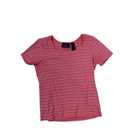 Lot of 2 Striped Baby Tees Women’s Small Y2K Fitted Retro Pink Salmon - Picture 5 of 8